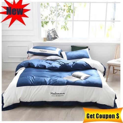 2019 new silk cotton multi-size 4pcs bedding set solid color duvet cover pillowcase bed sheet sets high quality home textile