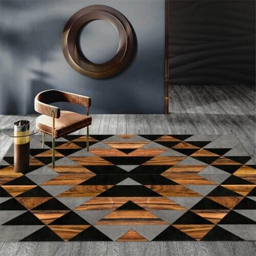 Brown Wood Grain Gray Black Geometry Living Room Rugs Luxury Carpet For Bedroom Decor Kitchen Rug Bathroom Mat Nordic