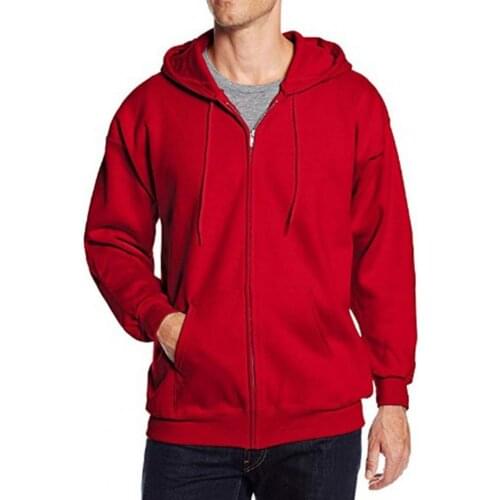 Hooded Long Sleeve Men Jacket Drawstring Zipper Closure Solid Color Casual Sweatshirt Male Clothing
