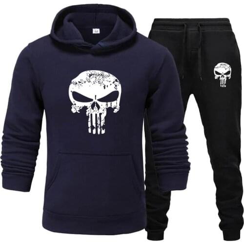 Mens sportswear 2-piece hoodie and drawstring pants sportswear running skull brand autumn and winter