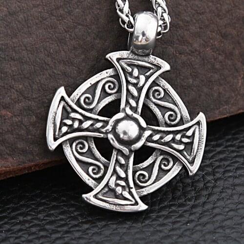 Goth Cross Amulet Stainless Steel Necklace Men Fashion Punk Hip Hop Street Style Biker Necklace Gift Free Shopping