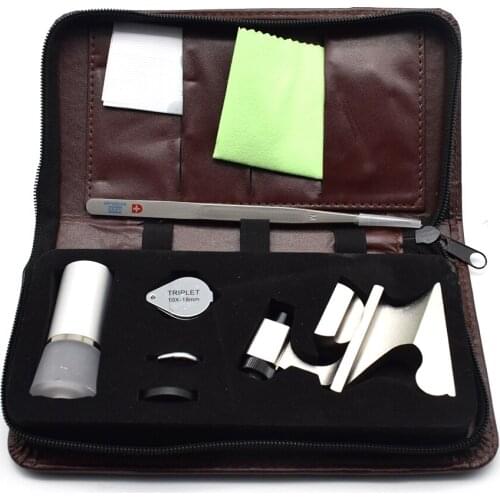 Diamond Identification Tool Kit Portable Set Cutters Waist Loupe Tweezers Colorimetric Card Cleaning Cloth Ring Claw