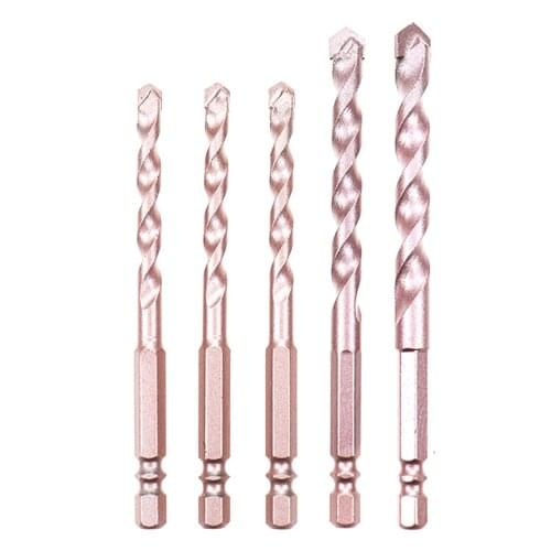 1PCS Rose gold 6-12mm Hex Shank Drill Set High Speed Steel Bits For Ceramic Tile Concrete Glass Marble