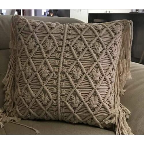 Macrame Pillow Cover Boho Cushion Cover 100% Cotton Wedding Pillow Cover Boho Home Decor, Custom Size and Color