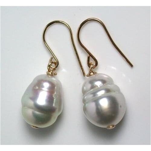 New Arrival Favorite Pearl Store 9x12mm AAA White Sea Shell Pearl S925 Sterling Silver Dangle Earring Charming Lady Gift