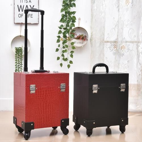 New Cute Trolley Cosmetic case Rolling Luggage bag on wheels,Womens Nails Makeup Toolbox,Beauty Tattoo Salons Trolley Suitcase