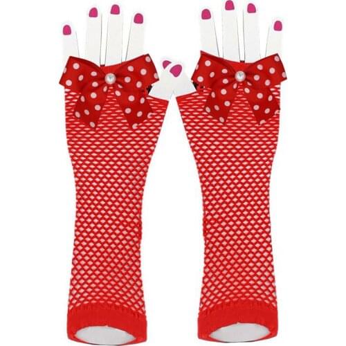 12PAIRS/24PCS Ladies Girls Neon Sexy Long Fingerless Fishnet Lace High Elasticity Gloves Hand Bownet Gloves