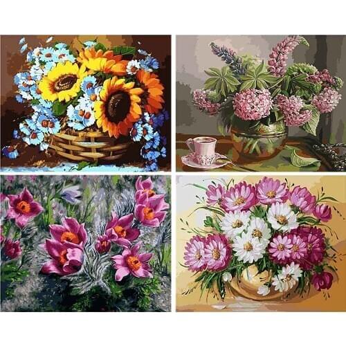 Outskirt Foto Olieverfschilderij Van Nummers Set Gift Paint by Number CanvasGift Home Decor Modern Wall Art picture 40X50 Flower