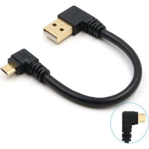 Gold plated 15CM short 90 Degree USB 2.0 to Micro USB B Male Cable Gold Plated Right Angle Data Sync and Charge Extender Lead