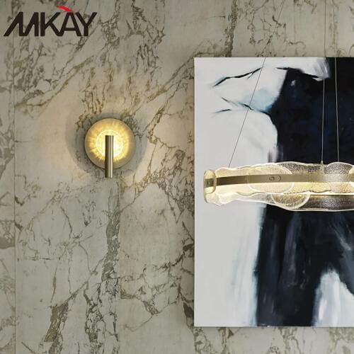 Home Art Indoor Fancy Frosted Glass Copper Bedside Reading Lamp Night Wall Lighting For Corridor Aisle Light Fixtures