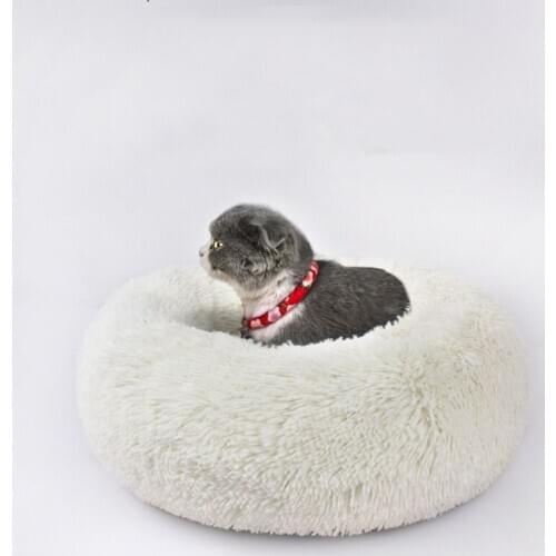 Dropshipping Super Soft Dog Bed Round Washable Long Plush Kennel Cat House Velvet Mats Sofa For Dog Chihuahua Dog Basket Pet Bed