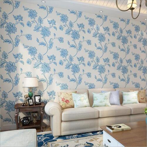 Q QIHANG Pastoral style 3D Non-woven Large Pattern Wallpaper Roll For Living Room Bedrooms TV Background 0.53m*10m=5.3m2