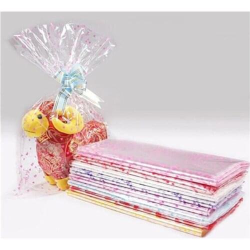Qi 100pcs/lot Transparent Packaging Bag Gift Candy/Cookie/Jewelry Plastic Packing Bag Pink Fresh Mini Package Bag 18x25cm