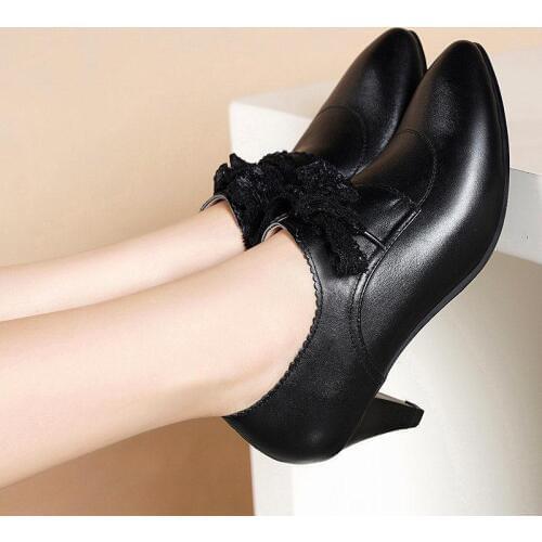 Thick High Heels Shoes Women Lace Up Super High Heels Derby Shoes Fashion Pointed Toe Pumps Female Footwear Size 35-40 U22-56