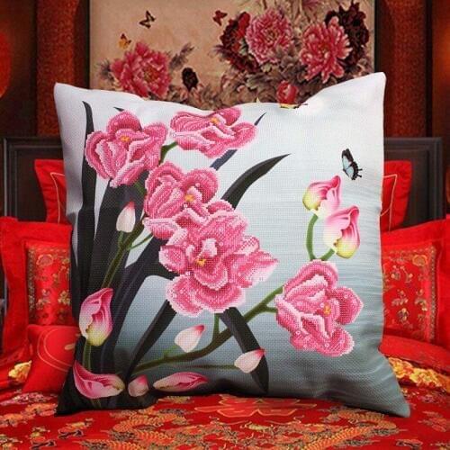 Cross stitch pillow kit embroidery needlework sets Diy printed 5D cross stitch pillow kits patterns paintings accessories fabric