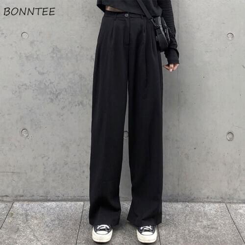 Full Length Pants Women Stylish Ulzzang Purple Vintage All-match Ladies High Waist Trousers Spring Fall Trendy Office Femme Pant