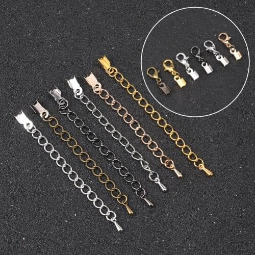 10pcs 3 3.5mm Lobster Clasps Hooks Extending Chain Leather Cord Crimps End Tip Caps Connectors For DIY Jewelry Making Findings