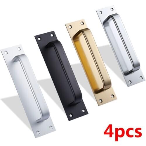 4pcs Metal Furniture Hanlde Pull Door Carbinet Hanldes Aluminium Alloy Silver Black Golden Push