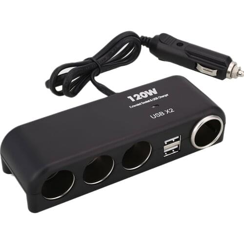 Car Cigarette Lighter Adapter Car Adapter Dual USB Multiple Protection 120W 12-24V 3 Extended Sockets for Truck Vehicle Car