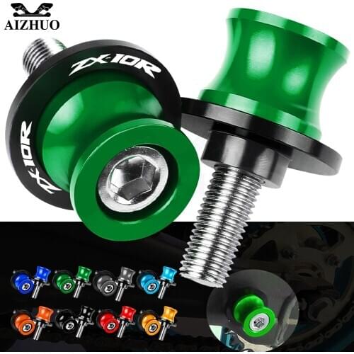Motorcycle Accessories FOR KAWASAKI ZX10R ZX 10R ZX-10R 2011-2014 2013 CNC Aluminum Swingarm Slider Spools 8MM Stand Screw LOGO