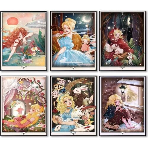 5D DIY Diamond Painting Anime Disney Cartoon Princess Cross Stitch Kit Embroidery Mosaic Art Rhinestone Home Decoration Gift