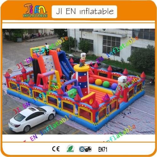 Free sea shipment!giant inflatable funland city/14*10*5m inflatable bounce with slide/commercial use inflatable playground