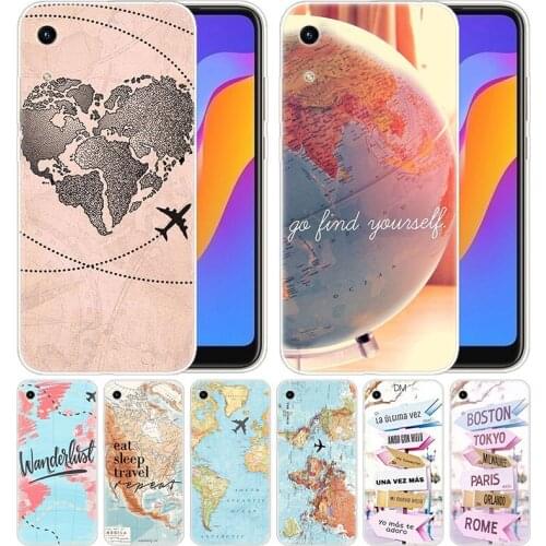 Luxury Soft Silicone Case Traveler world map for Huawei Honor 9X 8A 7A 20 Pro 7X 8X 7S 8S 8 9 10 Lite View 20 20i 10i Play Cover