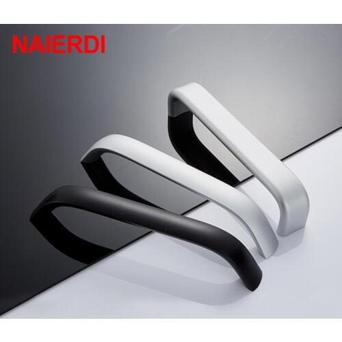 NAIERDI Zinc Aolly Black White Cabinet Handles Kitchen Cupboard Door Pulls Drawer Knobs Modern Fashion Furniture Handle Hardware