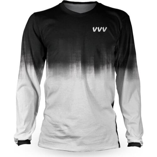 Long Gray Breathable DH Sleeve Motocross Cycling Jersey T-shirt Bicycle Bike Downhill Wear Clothing Road Ride Mountain Top