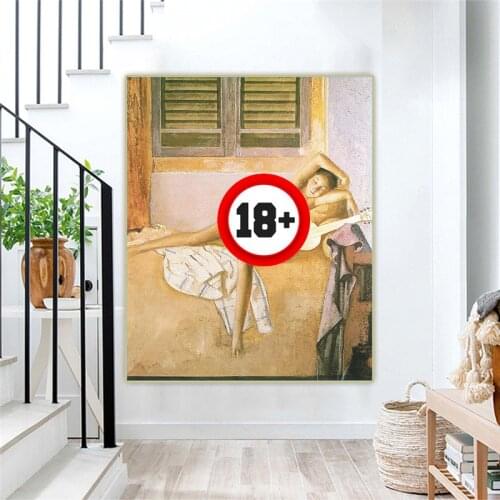 Holover Balthus"Nude With A Guitar"Canvas Oil Painting Western Art Decor Poster Wall Home Interior Aesthetic Room Decoration
