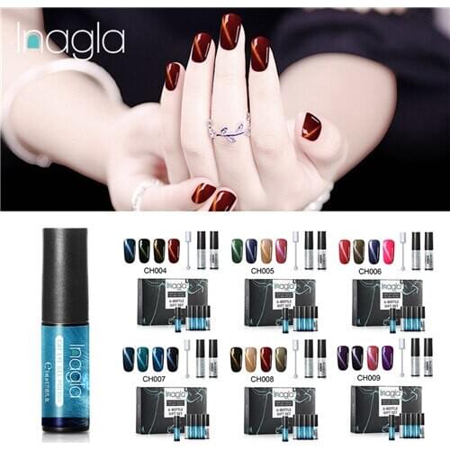 Inagla Nail Set Tools For Manicure Nail Extension Set 6pcs/set with Magnet Gel Nail Polish Base&Top Coat Set Gel Lak Top Primer