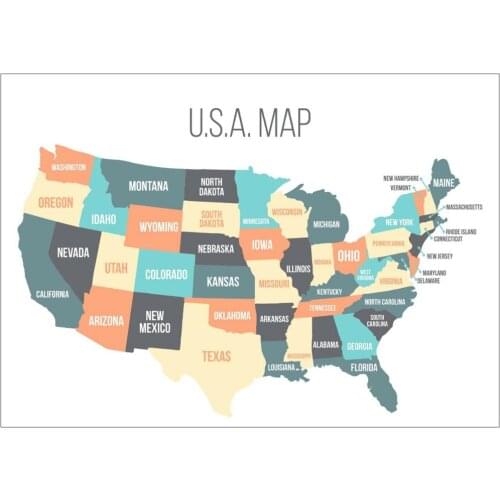 Map Of The USA States Art Film Print Silk Poster Home Wall Decor 24x36inch