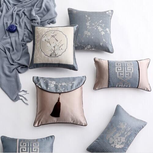 Classical Chinese pillowcase High precision jacquard Cushion Cover Embroidered silk Suqare Pillow Cover 45x45cm Home Decoration
