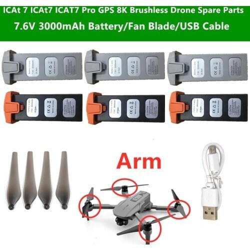 ICAt 7 ICAT7 ICAT7 Pro GPS 8K Brushless 4K 2-Axis 3-Axis Gimbal RC Drone Spare Parts 7.6V 3000mAh Battery/Fan Blade/USB Cable