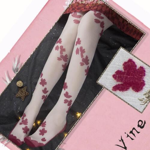 Sweet White Thigh High Stockings Vine Vine Patterned Summer Lolita Long Stocking by Yidhra
