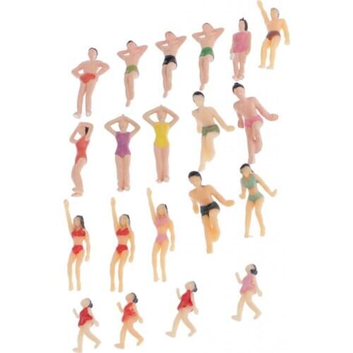 Model Trains Beach Figures 1:50 Scale HO S O Scale People Scenery Layout Landscape Miniature, Pack of 20