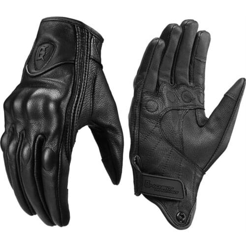 GHOST RACING Real Leather Motorcycle Gloves Protective Gears Touch Function Moto Motocross Gloves Waterproof Gants De Moto Black