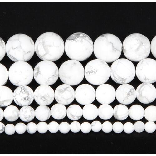 Natural Stone Frosted White Turquoises Charm Round Loose Beads For Jewelry Making Needlework Bracelet Diy Strand4-12MM