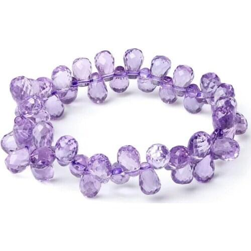 Genuine Natural Lavender Amethyst Purple Quartz Water Drop Clear Beads Bracelet 6mm 7mm 8mm 9mm Gemstone Wealthy Stone AAAAAA
