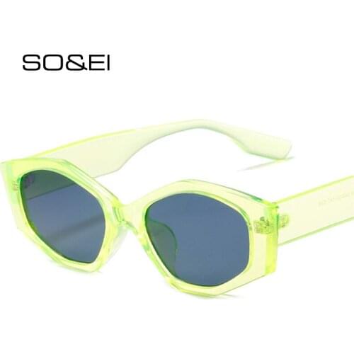 SO&EI Fashion Irregular Cat Eye Sunglasses Women Retro Jelly Tea Eyewear Shades UV400 Men Brand Designer Gradient Sun Glasses