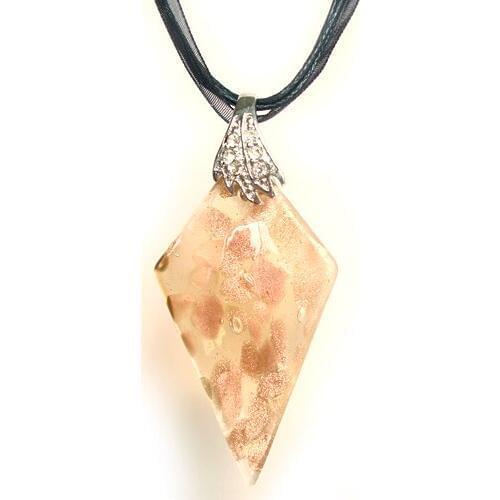 RED SNAKE Murano Glass Champagne with Spots Blade Necklace Pendant