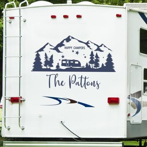 Personalized Rv Decal, Custom Last Name Vinyl Sticker For Rv, Happy Campers, Camper Decor, Motorhome Decal E403