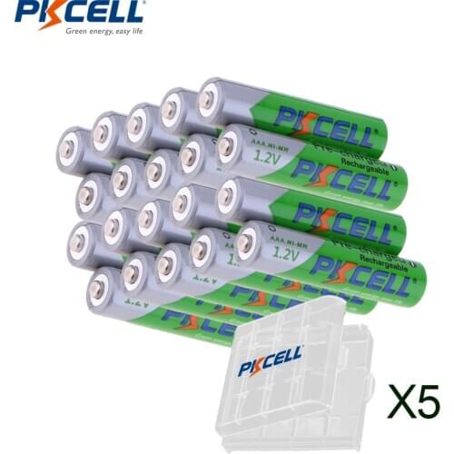 PKCELL 20PC AAA Precharge Battery 1.2V NIMH AAA rechargeable batteries 3a battery 850MAH with 5PC battery box for AAA batteries