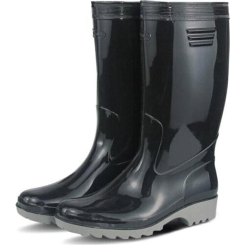 Rubber Shoes High Long Tube Rain Boots Men Women Kitchen Breeding Wear-resistant Non-slip Rain Boots Flood Control Shoes