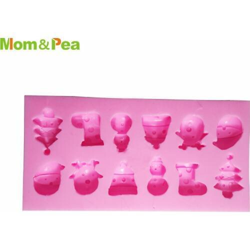 Mom&Pea MPA0782 Christmas Related Shaped Silicone Mold Cake Decoration Fondant Cake 3D Mold Food Grade