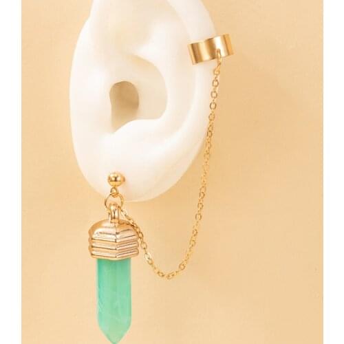 Tocona Bohemian Green Stone Long Chain Earrings Sets for Women Gold Color Alloy Metal Geometric Party Jewelry pendientes 18587