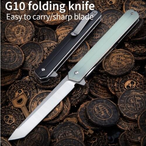 G10 folding knife portable outdoor self-defense knife multi-function tool knife EDC