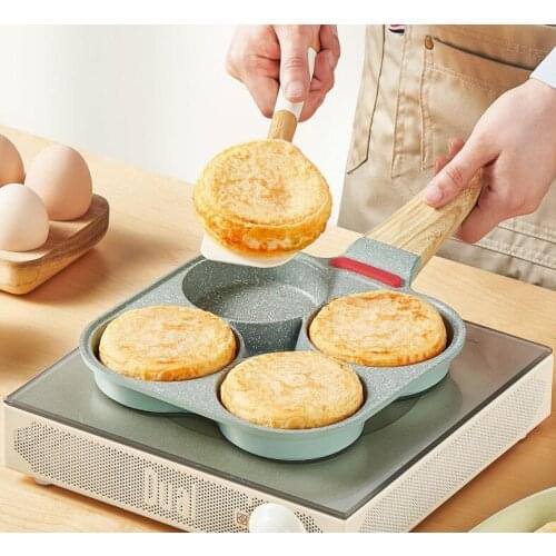 Fried egg hamburger machine four hole frying pan non stick household small frying pan breakfast pan pancake egg pot fried egg