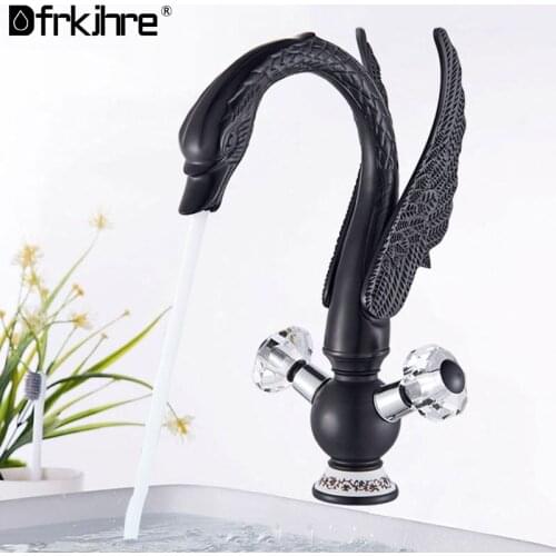 Bathroom Basin Faucet Deck Mounted Sink Faucet Crystal Ball Double Handle Bathbasin Wash Toilet Cold Hot Mixer Water Crane