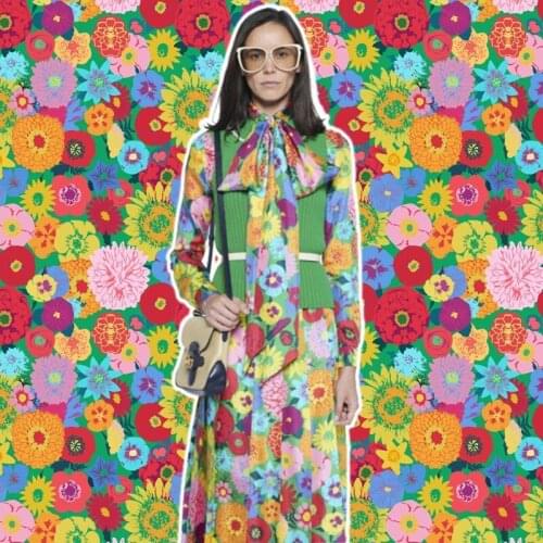 European G brand new spring/summer custom printed fabric Sunflower pattern fabric factory stores support G logo customization